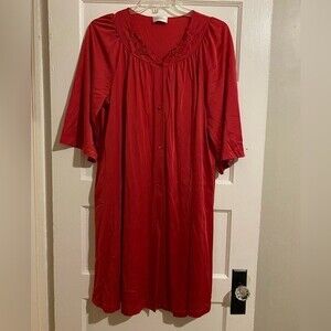 Vintage Shadow Line Silky Rose Embroidered Neckline Nightgown